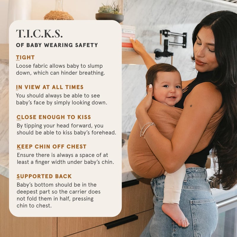 WildBird - Ring Sling Baby Carrier - 0-36 Months (up to 35 lbs) - Standard (74") Sparrow & Rose Gold Ring - Front, Hip or Back Carry - Adjustable Fit - Natural Linen - Baby Essentials - New Mom Gifts - Image 5